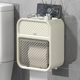 kitchexpo Tissue Box Case,Toilet Paper Storage Box with Drawer Wall Mounted Holder Plastic Toilet Paper Holder-picture-20