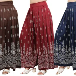 bitcoin Pack of 3 Women Regular Fit Brown, Maroon, Dark Blue Lycra Blend Trousers-picture-17