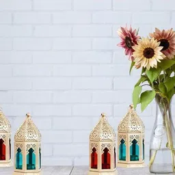 craftco' export Red, Blue Iron Table Lantern image 4