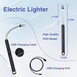 Voroly Gas Lighters for Kitchen Use,C-Type Rechargeable Candle Lighter,Electric Lighter Electric Lighter for Candles Rechargeable Electric Gas Lighter USB Gas Lighter Cigarette Lighter image 2