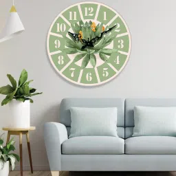 olive tree Vigo Multicolour Engineered Wood Wall Clock image 1