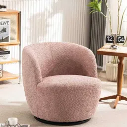 casacraft from pepperfry Nikoli Boucle Barrel Chair In Pink Chair image 1