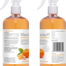 maxisoft Sanitizer Spray (Orange) 500 ml | Aloe & Neem | Paraben Free Hand Sanitizer image 2
