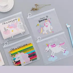 nivo Multipurpose Large Capacity Zipper Cute Pencil Case for School Supplies Kids/Teenagers Unicorn Art Plastic Pencil Boxes Art Plastic Pencil Boxes image 4