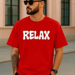 madilyn Men Graphic Print Round Neck Cotton Blend Red T-Shirt-picture-33