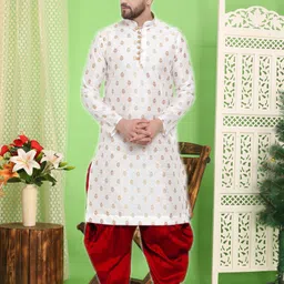 over crowd Men Jacquard Kurta Dhoti Set-picture-21