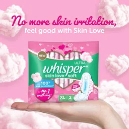 whisper ULTRA SKIN LOVE SOFT XL SANITARY PADS, COTTONY SOFT Sanitary Pad image 4