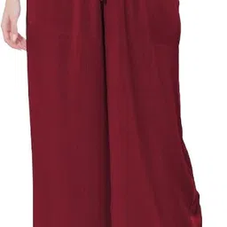 a & h Women Regular Fit Red Viscose Rayon Trousers-picture-29