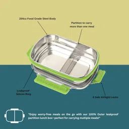 falcon STAINLESS STEEL Munch Duo Lunch Box with 2 Compartment 1 Containers Lunch Box image 2