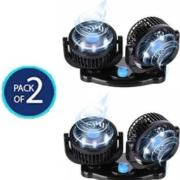 Imported Quality 100% Copper motor Car Fan 12V 360 Degree Rotatable Dual Head 2 Speed Quiet Strong Dashboard Auto High Cooling Air Fan (Pack of 2) Car Interior Fan-image-4