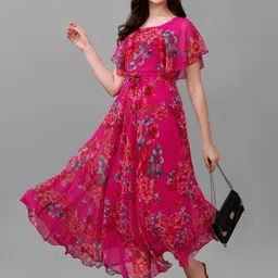 fashion2wear Women Fit and Flare Pink Maxi/Full Length Dress-picture-18