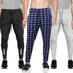 avolt Pack of 3 Men Checkered Multicolor Track Pants image 1