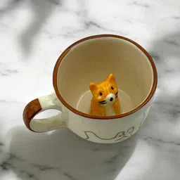 the xstore Creative Ceramic cat Shape 280ML 3D Cartoon Animal fox Ceramic 3D Ceramic Coffee Mug image 1
