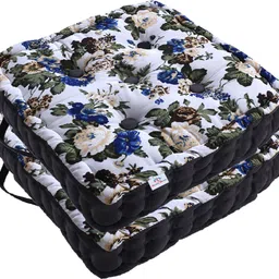 heart home Chair Pad Microfibre Floral Chair Pad Pack of 2-picture-16