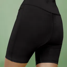 poojaran Solid Women Black High Waist Shorts image 2