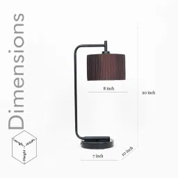 kapoor lampshades Bond Black Metal Study Table Lamp with Dark Brown Silk Shade image 4