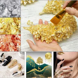 oytra Gilding Flakes Set of 3 Silver Gold Foil for Resin Art Crafts Cake Decor image 4