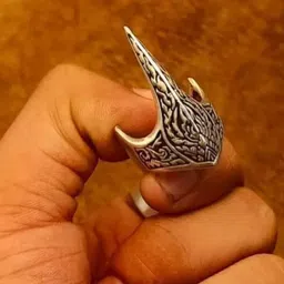 rootwave Ertugrul Gazi Fang Gothic Biker Ring Turkish Men's Thumb Ring Stainless Steel Silver Plated Ring image 2