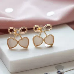 pinki Korean earing Moonstone Brass, Sterling Silver Drops & Danglers image 1