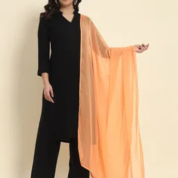 soft colors Chiffon Solid Orange Women Dupatta-picture-27