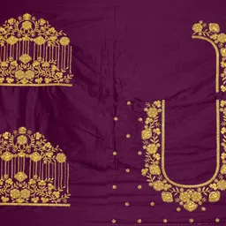 travoxa Unstitched Cotton Silk Blouse Material Solid, Embroidered image 3