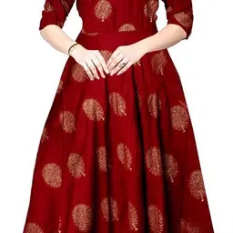 mudrika Women Fit and Flare Maroon Maxi/Full Length Dress image 1