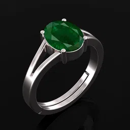 todani jems 7.25 Ratti Natural Panna Emerald Gemstone Stone Ring With Lab Certificate Metal Emerald Silver Plated Ring image 2
