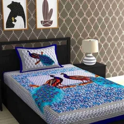 clothohub Cotton Single Flat 144 TC Jaipuri Prints Bedsheet-picture-38