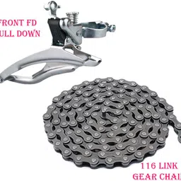 nsv Bicycle 116 Link Gear Chain With Front Derailleur FD Pull Down For Gear Speed Up Bicycle Brake Disk image 1