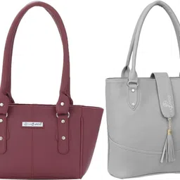Women Maroon, Grey Shoulder Bag-image-75