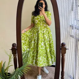 sagraphics Women A-line Green Midi/Calf Length Dress-picture-10