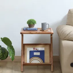 woodsworth from pepperfry Metz Acacia Wood Side Table In Natural Finish image 1