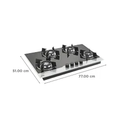 Glen 1074 HT BW Toughened Glass Top 4 Burner Automatic Electric Hob (Battery Operated, Black/White) image 2