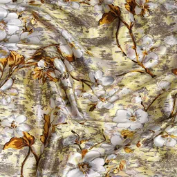 cortina Beige Polyester Floral 9ft Semisheer Eyelet 2 Pc Long Door Curtains image 5