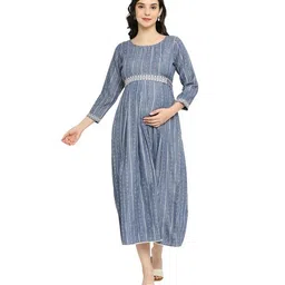 dummy shape Feeding Kurtis for Women Cotton | Maternity Flare Gown with Dual Nursing Zippers for Pre & Post Pregnancy | Gifts for Pregnant Women image 1