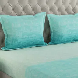 Blue Abstract 144 TC Cotton Queen Sized Bed Sheets with 2 Pillow Covers by GM Fabrics image 4
