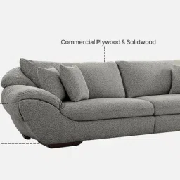 casacraft from pepperfry Duino Boucle Fabric 4 Seater Sofa in Graphite Grey Colour image 4