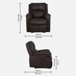 recliners india Spino Leatherette 1 Seater Manual Recliner In Brown Colour image 2