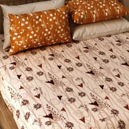 labham Peach Ethanic Motif Traditional 200 TC Cotton King Sized Bedsheet with 2 Pillow Covers image 5