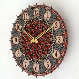 shribalajiarts Laser Cut Design MDF Wall Clock Living Room image 3