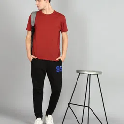 alan jones Men Solid Black Track Pants image 4