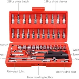 enrics 46 in 1 Pcs Tool Kit & Screwdriver and Socket Set Multi Purpose Tool Case-a Hand Tool Kit image 5