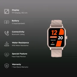 fastrack Rave FX2 Smartwatch with Bluetooth Calling (46.4mm UltraVU HD Display, Beige Strap) image 3