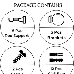 grivan Pink, Silver Rod Rail Bracket, Curtain Knobs, Curtain Hooks Metal image 3