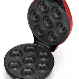 frendz forever MINI Donut Maker Machine 350 Watts | Perfect For Breakfast, Dessert | Red Donut Maker image 1