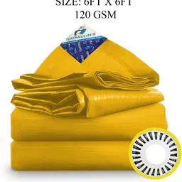 6FT X 6FT 120 GSM Yellow Tarpaulin Tent - For Truck body, Car, Bike, Grain Covers, Pond Liners-image-52