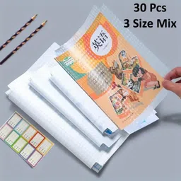 nutshell [30 Pcs- 3 Different Sizes -10 Each] Book Biding Transparent Cover Book Cover-picture-13