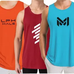 elite emporium apparel Pack of 3 Men’s Polyester Sando – Gym & Daily Wear Sleeveless Vest Men Vest image 1