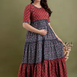 houseofcommon Women Maxi Maroon Full Length Dress image 3