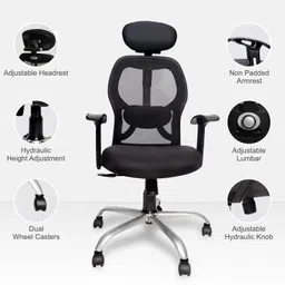 newturn Matrix Ergonomic Executive chair with Adjustable headrest & 2 Years warranty Mesh Office Executive Chair image 4